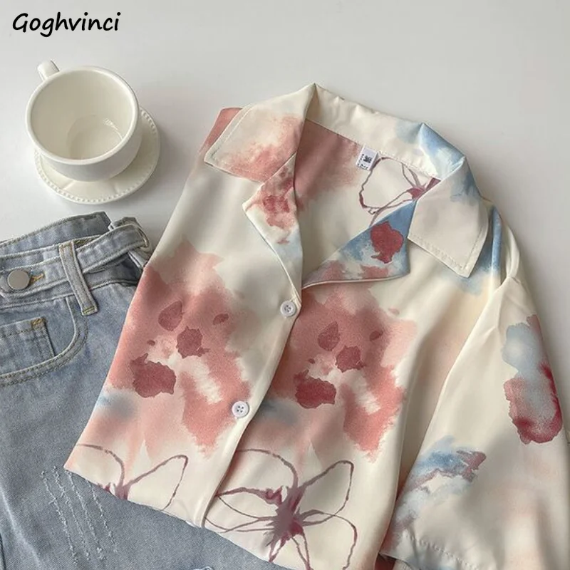 

Summer Shirts Women 4 Colors Retro Tie-dye Design Chic Harajuku Popular Schoolgirls Tops Ulzzang All-match Short Sleeve Clothes