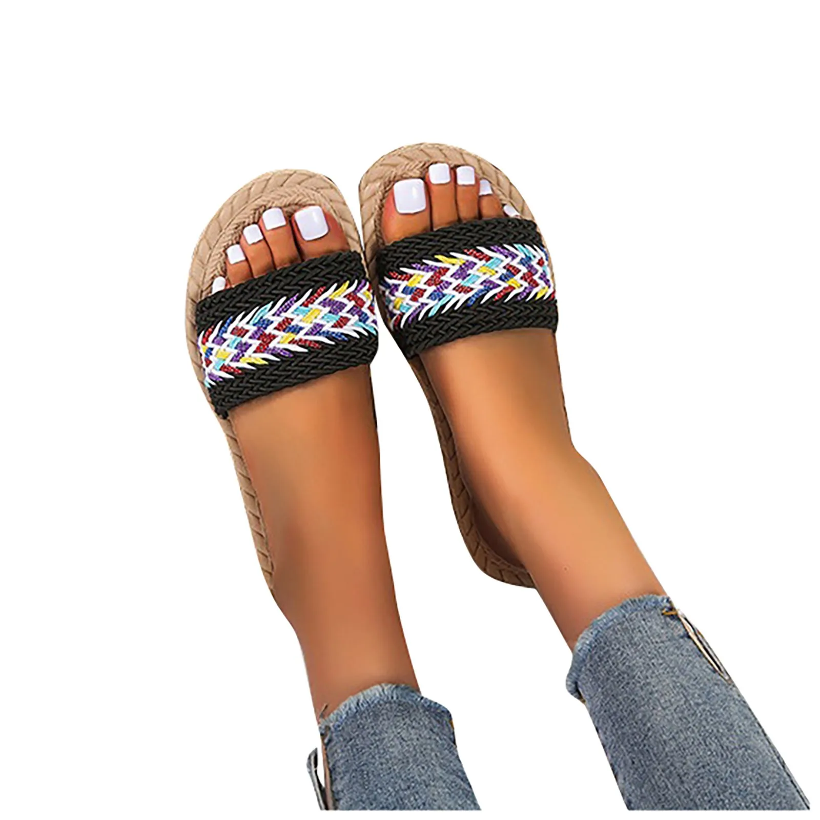 Шлепанцы женские льняные пляжные тапочки большие размеры разные цвета на лето |