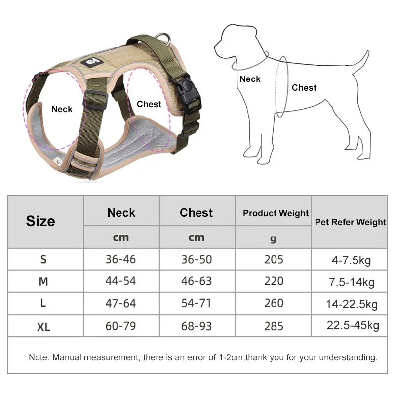 Шлейка для собак в стиле милитари светоотражающая жилетка с утолщенной ручкой на