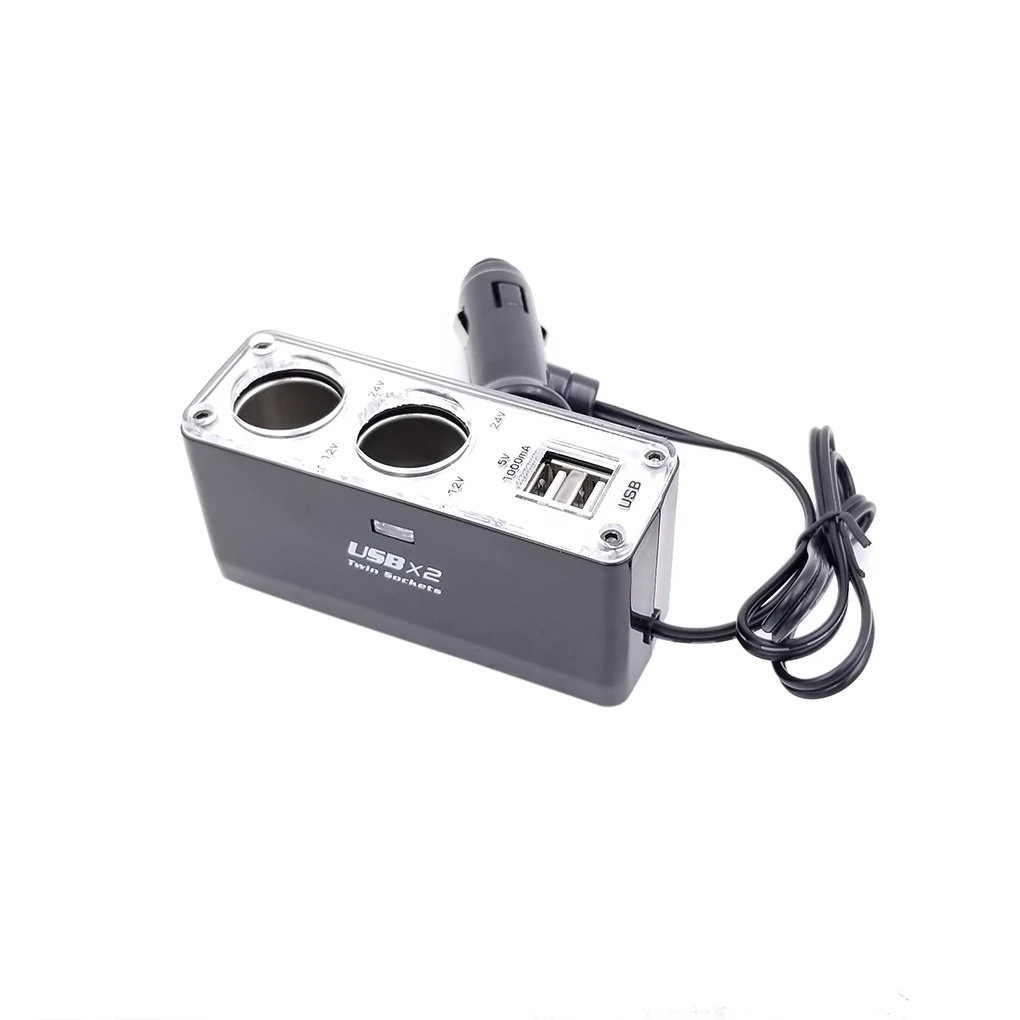 

Dual USB Port Car Charger 70cm Charging Line Power Adapter ABS Auto Charging Station