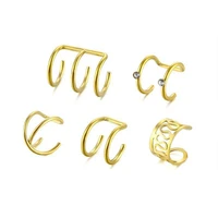 oocyspoo 5pcsset fashion goldsilver color ear cuffs clip earrings for women climbers no piercing fake cartilage ear gift