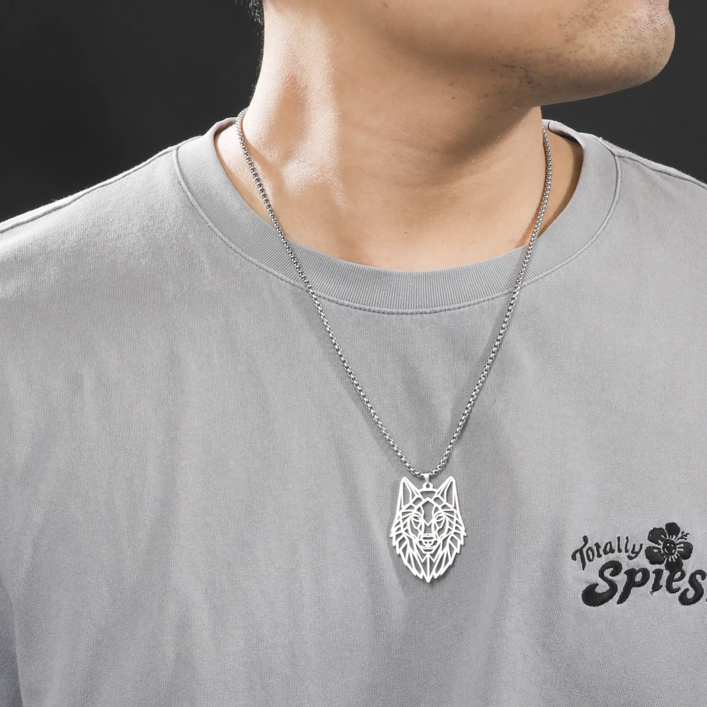 Teamer Ожерелья из нержавеющей стали подвески в стиле хип-хоп с головой волка