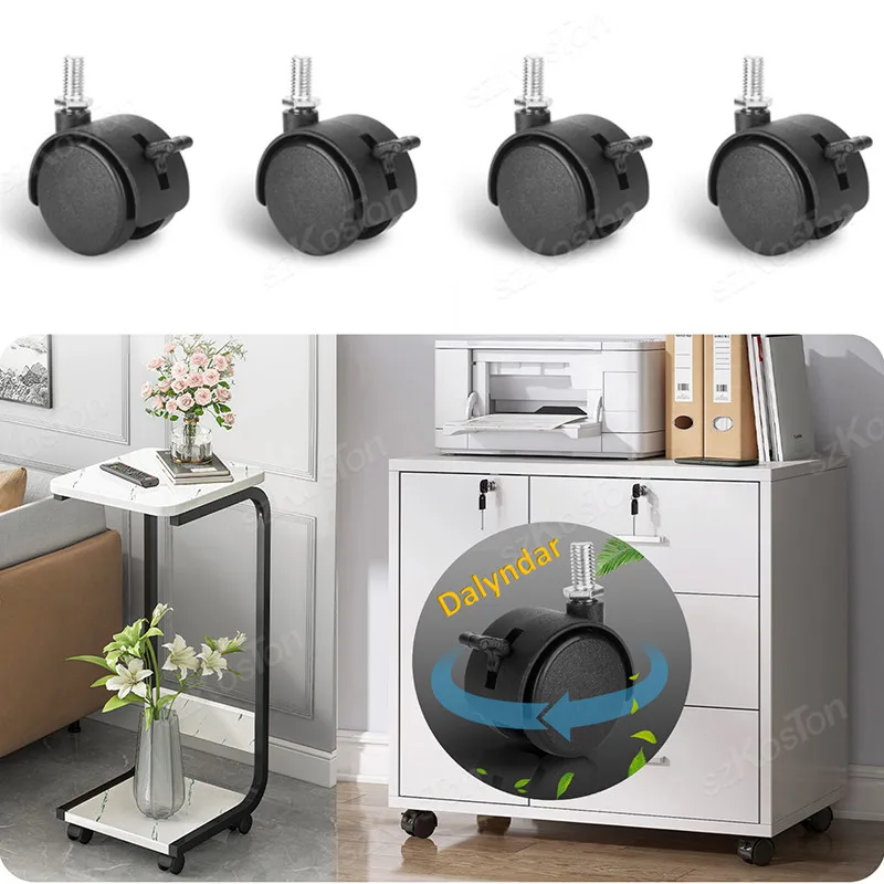 Колесики с резьбовым стержнем M8 4 шт. диаметром 1 5 дюйма тормозом для стола ящика