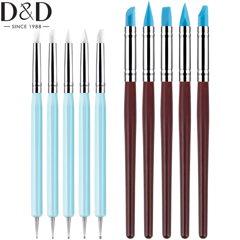 

5/10Pcs Silicone Clay Sculpting Tool Silicone Tip Modeling Dotting Pen Pottery Tool for DIY Handicraft Rock Nail Drawing Shaping