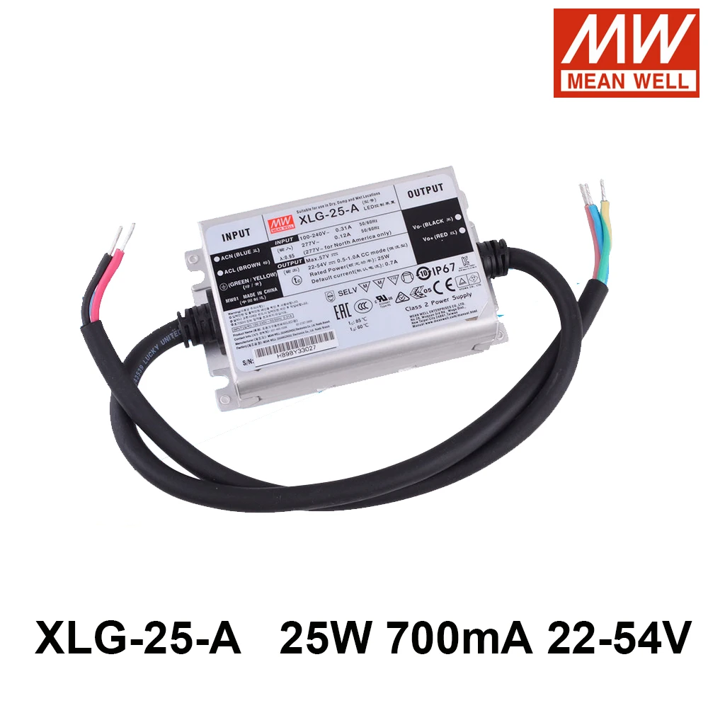

MEAN WELL XLG-25-A 25W 90-306V AC To DC 22-54V 250-1250mA Constant Power Driver Meanwell Switching Power Supply Adjustable PFC