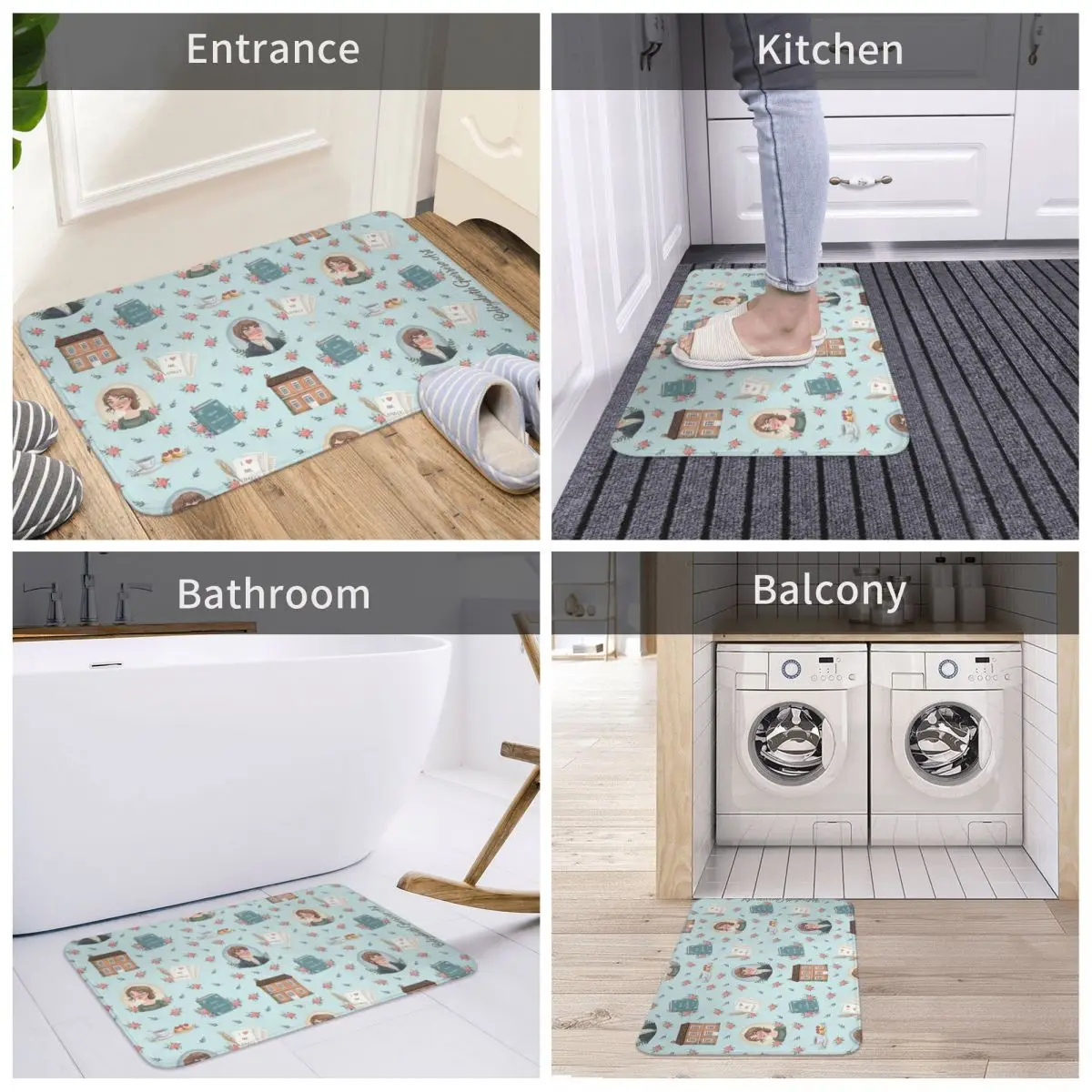 

Bath Mat Pride And Prejudice - Jane Austen Inspiration Decor 3D Rug Carpet Doormat Non-slip Entrance Living Room Home Kitchen