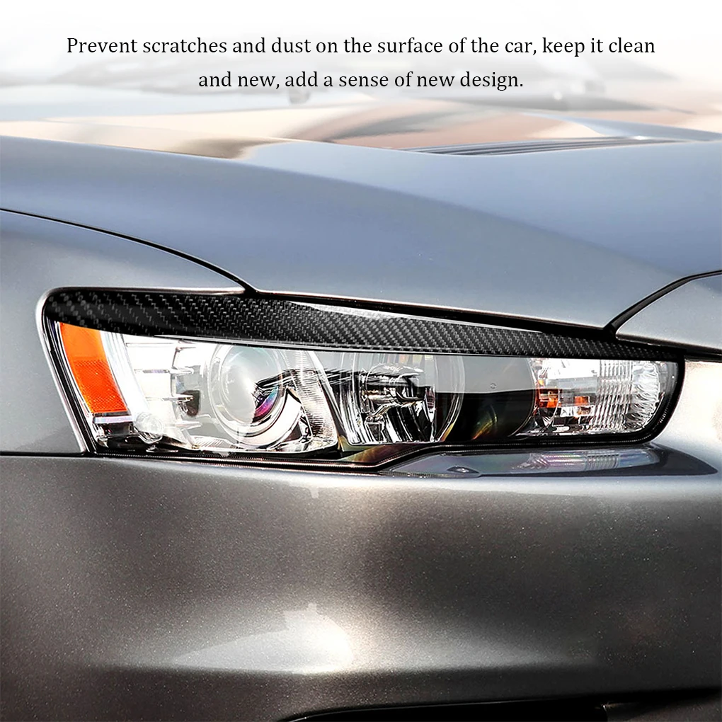 

2Pcs Stickers Carbon Fiber Trim Headlight Cover Styling Eyebrows Decals