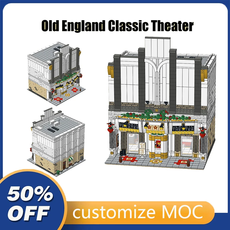 

2896PCS Customized MOC Modular Old England Classic Theater Model Building Blocks Bricks Children birthday toys Christmas gifts