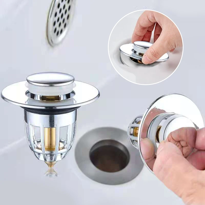 

Drain Stopper Pop-Up Bounce Core Basin Drain Filter Stainless Steel Drain Strainers Copper Hair Catcher Shower Sink Strainer New