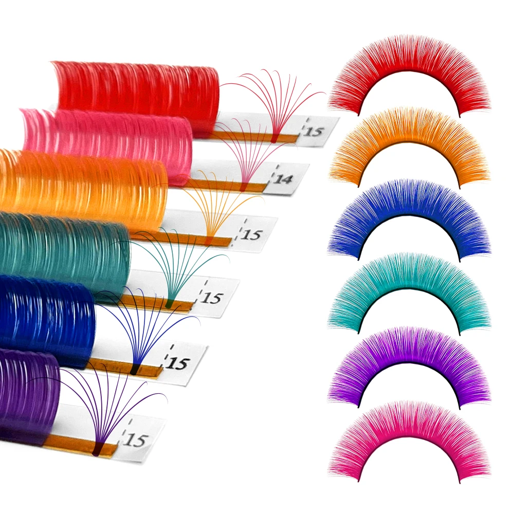 Ed Lashes Easy Fan Eyelashes Extension Easy Fanning Volume Blue Purple Eye Lash Extension Colorful Auto Blooming