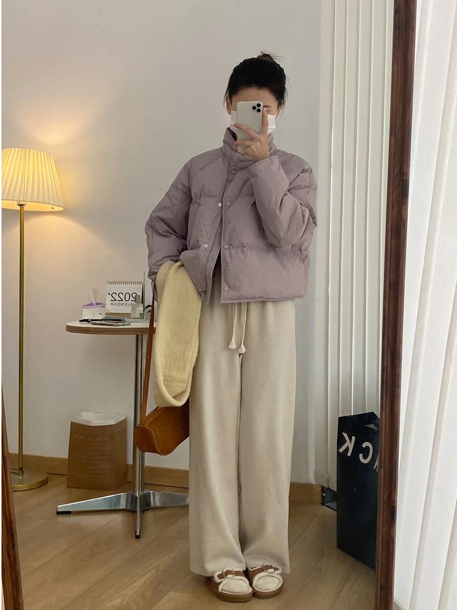 Женский короткий пуховик Liyu Li Fish зимний маленький с воротником-стойкой белая