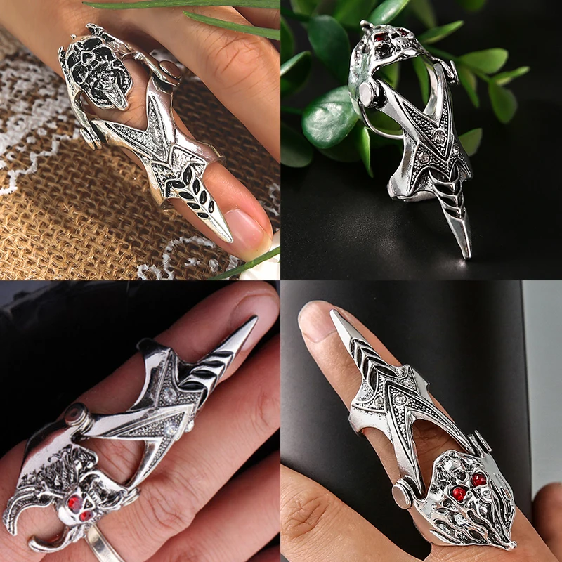 

2022 Fashion Domineering Rock Punk Joint Rings Flexible Ring /Dragon/Skull Gothic Scroll Armor Mechanical Rings Wholesale