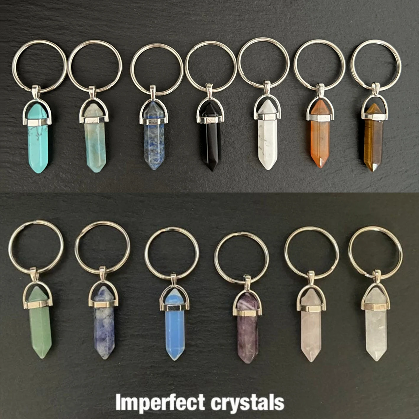 

20 шт., женские кольца для ключей с шестигранной призмой и натуральным камнем