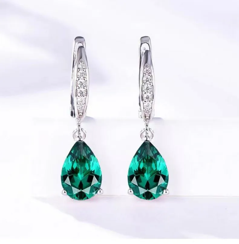 Boucles d'oreilles en forme de goutte d'eau pour femmes, en argent Sterling 925, 5 couleurs, pierres précieuses, bijoux de luxe, cadeau de fiançailles ou de mariage 2