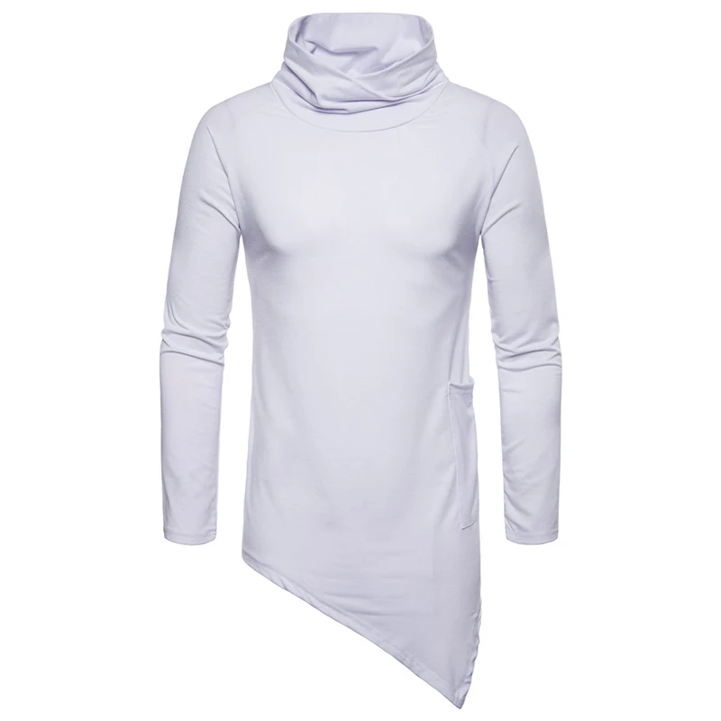 

2022 New High Street Middle Length Hip Hop Style High Collar Pullover Men's Solid Color Tee Shirt Clothing Tops For Man