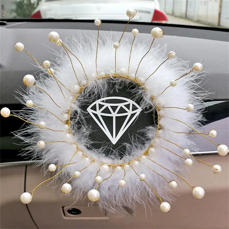 

Crown Decoration Lovely Car Accessories For Dashboard Creative Center Console Decoration Crown Pearl Car Anti-skid Pad Universal