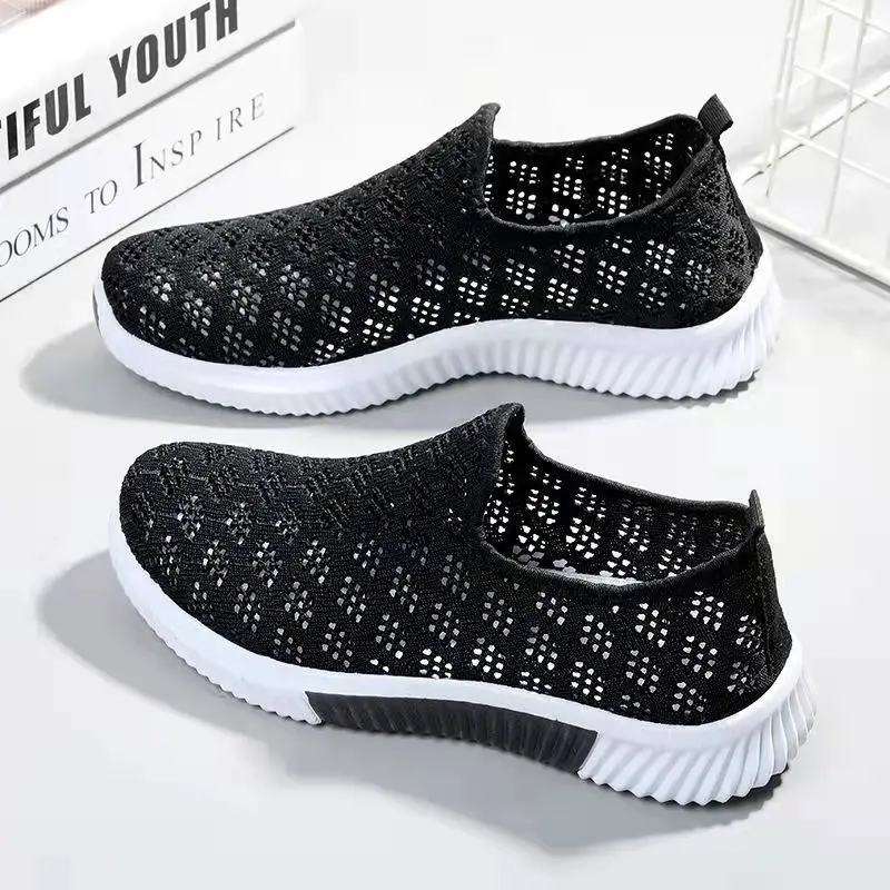 New fashion mesh shoes women's shoes mesh sneakers Breathable flat shoes soft soled casual sneakers