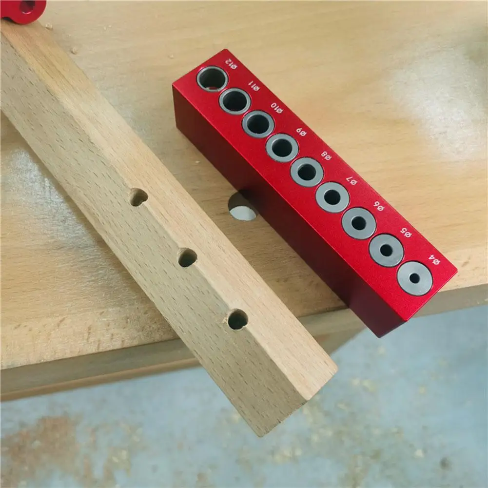 

4-12mm Vertical Pocket Hole Jig Woodworking Dowel Drill Guide Self Centering 9-Hole Puncher Locator Guide Positioner Locator