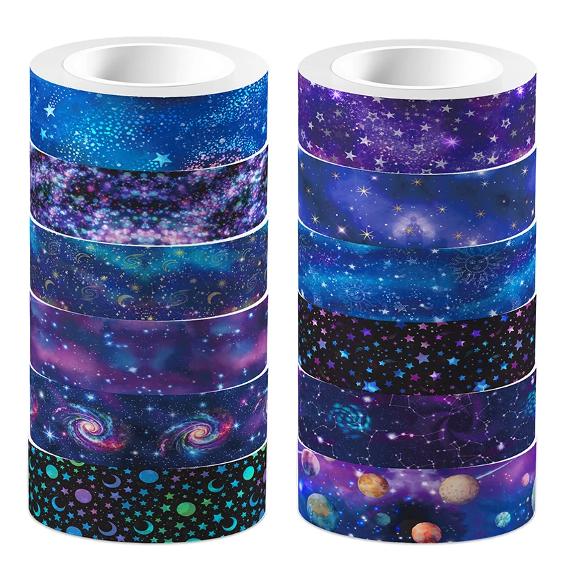 12 рулонов Звездное небо Washi Лента Принадлежности для скрапбукинга Маскировочная