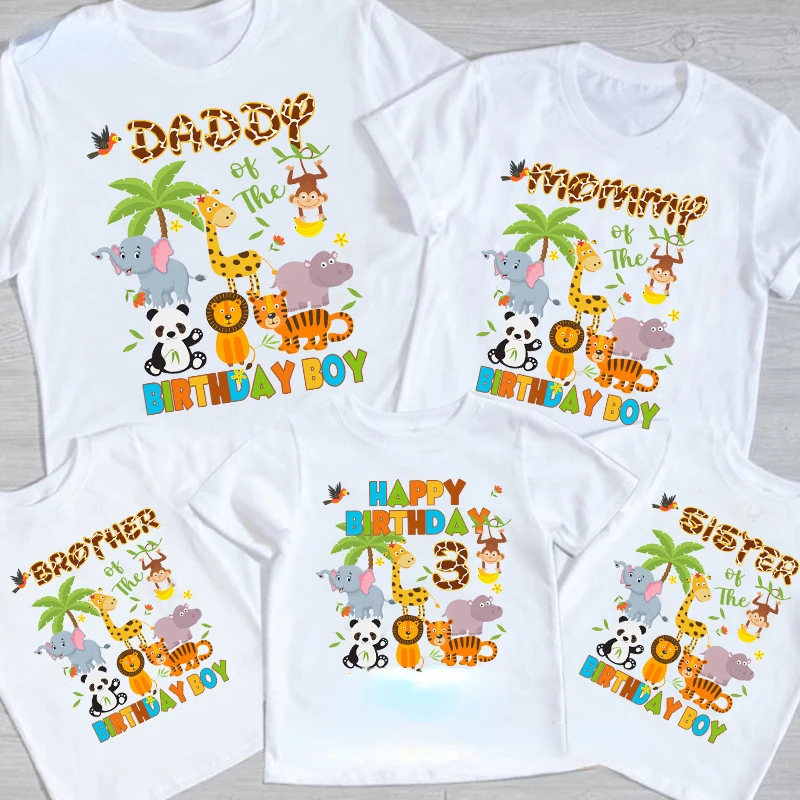 

Zoo Animal Birthday Tshirt Family Matching Clothes Kids Boy Shirt 3 year Party Girls TShirt Clothing Children Outfit Custom name