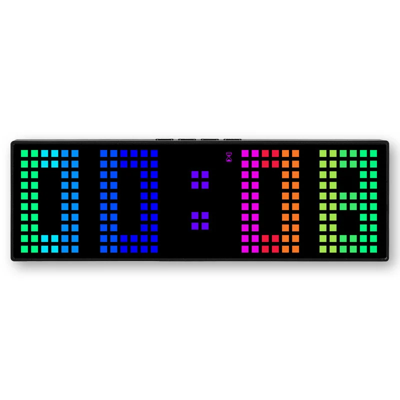 Фото Креативные цифровые RGB-часы-будильник 24x2.8x7.4см, настенные/настольные, с голосовым управлением и дисплеем с изменением цвета №1