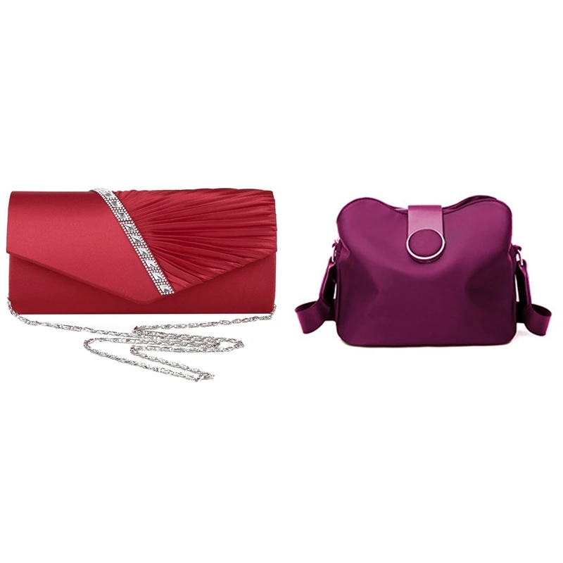 

Ladies Diamond Ruffle Envelope Clutch Bag, LY6682 Red & Waterproof Shoulder Bag Women Wild Messenger Bag Purple