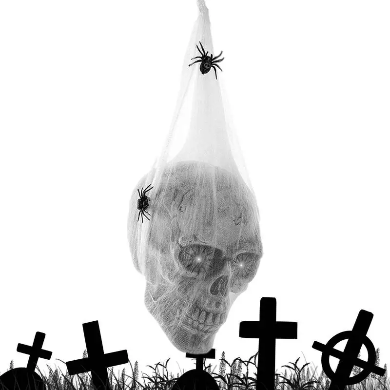 Женский светящийся хлопковый череп-паук с голосовым управлением