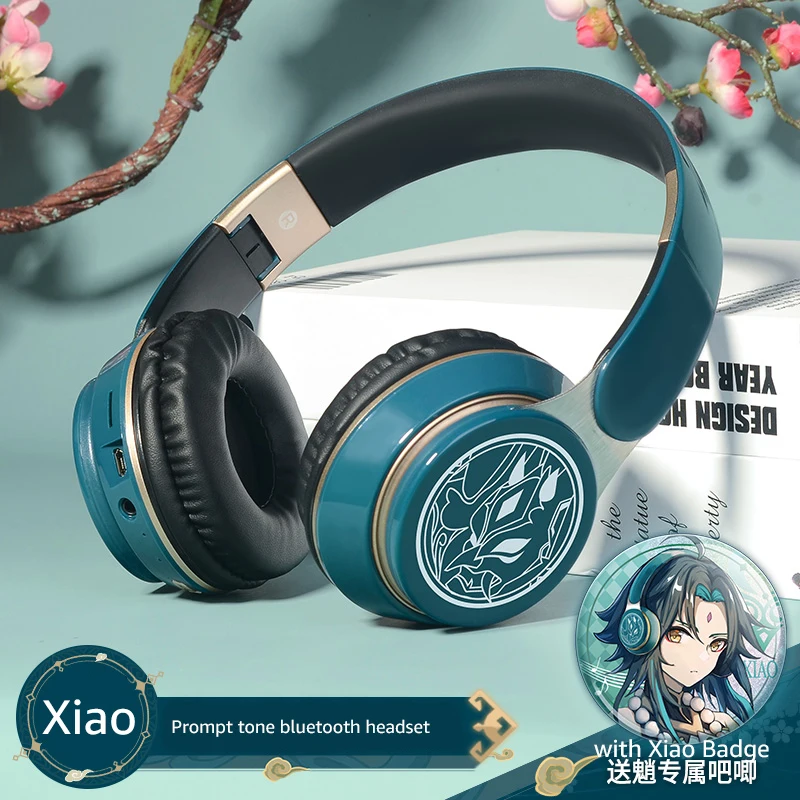 Наушники Genshin Impact Xiao Cosplay Prop Беспроводная Bluetooth-гарнитура 2 в 1 Игровые наушники с