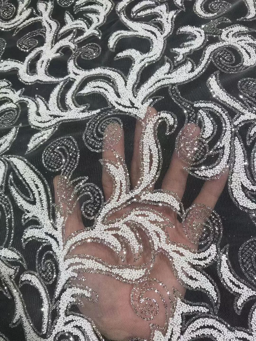 Новинка серебряная бронзовая вышитая искусственная ткань Кружевной Тюль