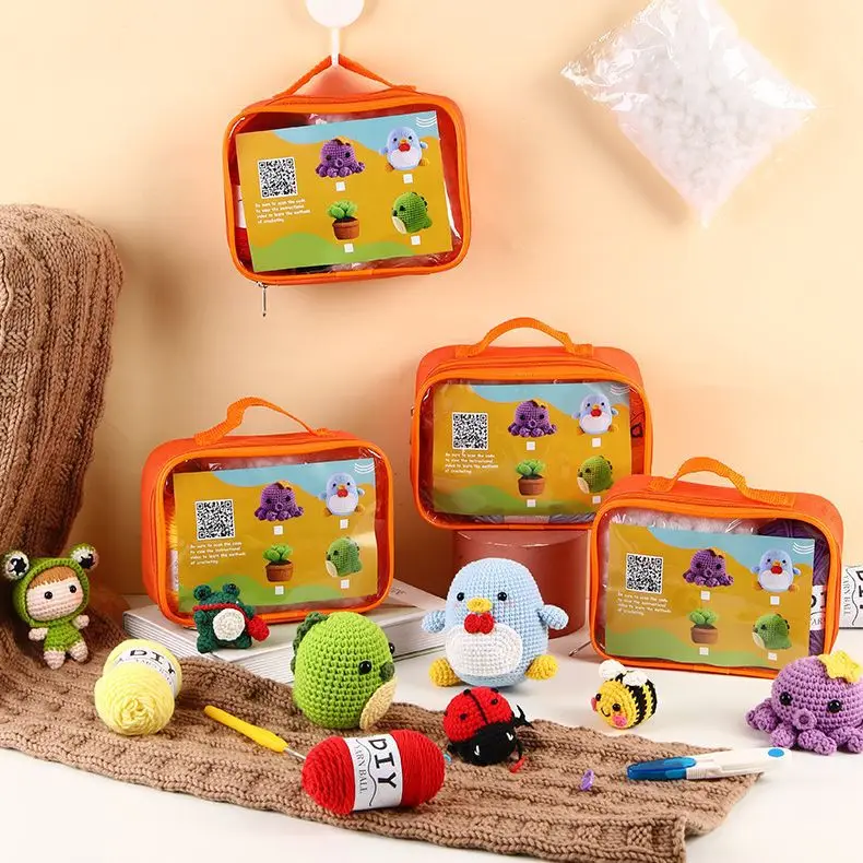 

New crochet DIY tool kit set video teaching manual knitting doll yarn toy material bag