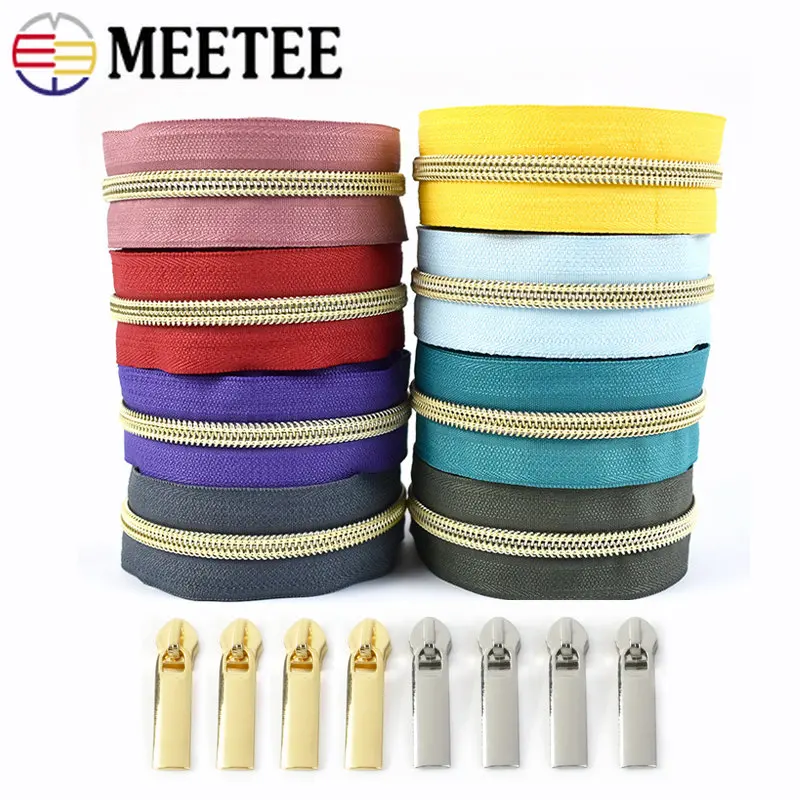 

4Meters 5# Nylon Zippers with Zipper Sliders Puller for Sewing Bags Clothes Coil Zips Tape Repair Kit DIY Garment Accessories