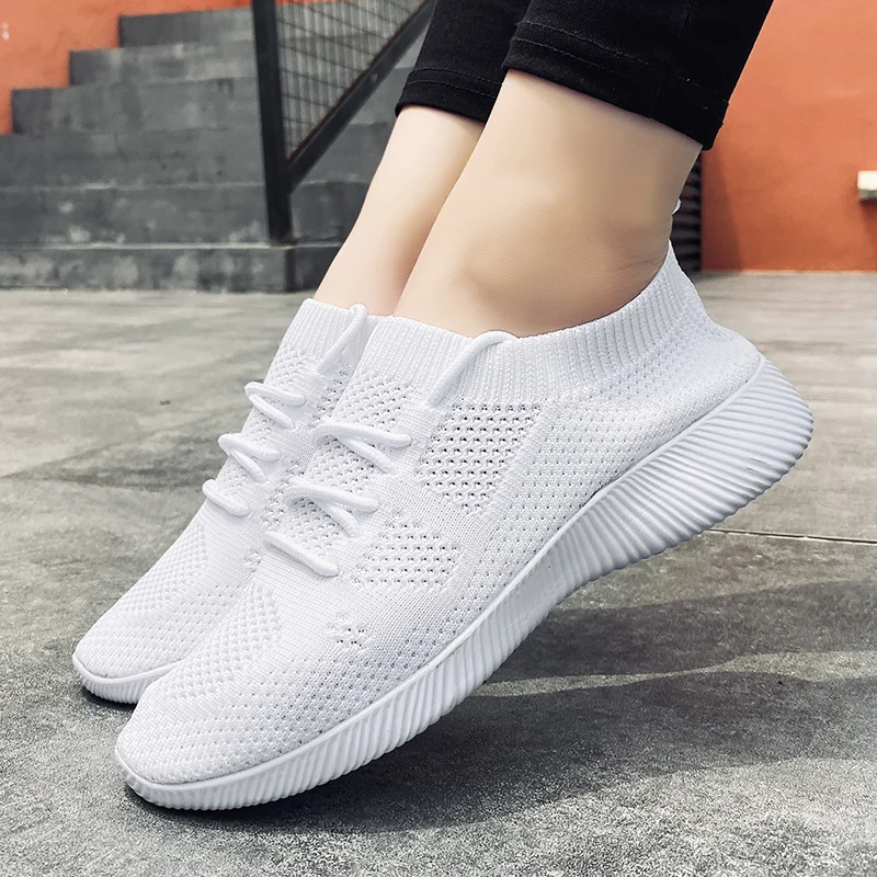 

New Lightweight Weave Casual Women's Vulcanized Shoes 43 Summer Breathable Lace Up Mesh Women's Flat Shoes Walking Women's Shoes