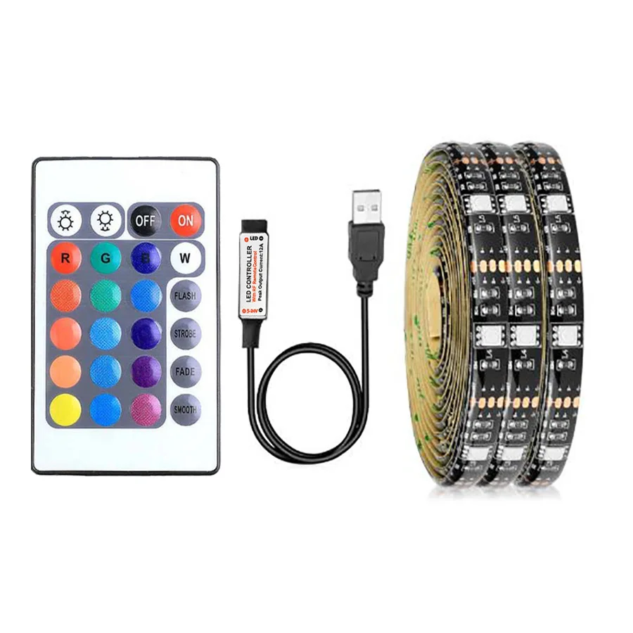 

USB Led light led strip 5v TV backlight 5050 SMD RGB waterproof led strips neon for Christmas room decoration lights 24 Keys Set