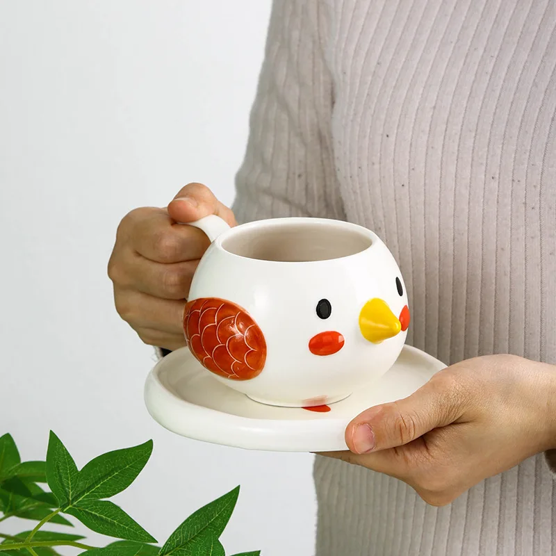 

Уникальные креативные керамические кофейные чашки, чашка для завтрака с мультяшными птицами, домашние кофейные чашки большой емкости, кухонная утварь, чашка с животными
