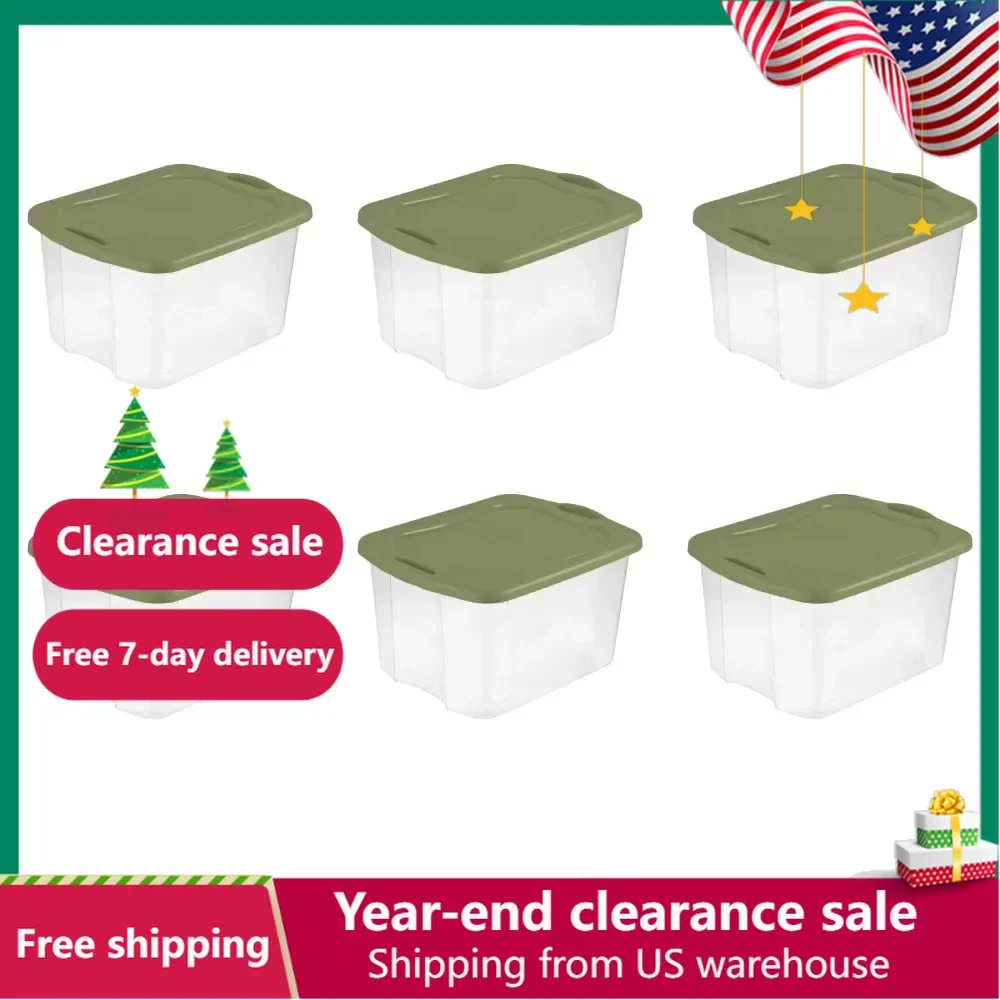 

Boxes for Storage Containers 70 Qt. EZ Carry Plastic Clear/Sage Legume Organizer Free Shipping Set of 6 Camping Box Bedroom Home