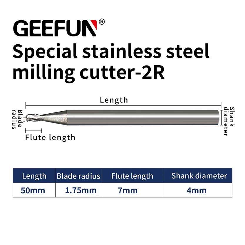 

Твердосплавный резак GEEFUN r1.75мм/длина 50 мм с нано-покрытием, режущие инструменты, шариковый нож, фрезы для нержавеющей стали