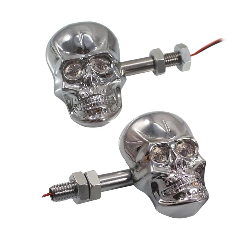 

ICOCO 1Pair Personalized Motorcycle Accessories Refit Punk Skull Shape Turn Signal Lights Indicators for Motorbike