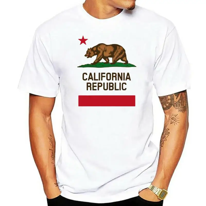 

California State Flag Republic Bear Los Angeles Sacramento San Francisco Cartoon t shirt men Unisex New Fashion tshirt