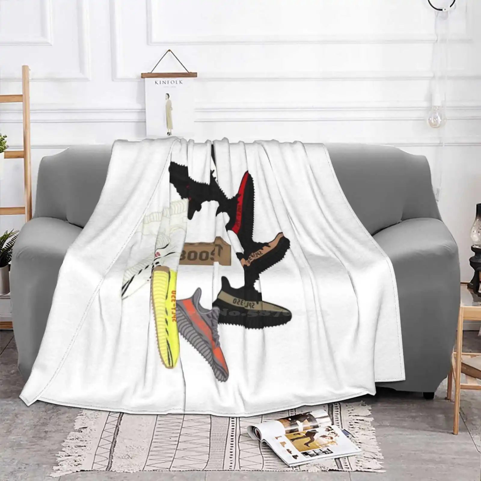 Wheel Four Seasons Удобное теплое мягкое одеяло Kanye Pablo Kicks Кроссовки Beast 350Boost 350 V2 350V2 Белый