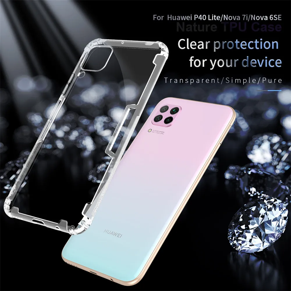 Чехол Nillkin Nature из ТПУ для Huawei P40 Lite / Nova 7i / Nova 6SE / P30 Lite / Nova 4e, Прозрачный мягкий силиконовый тонкий Чехол