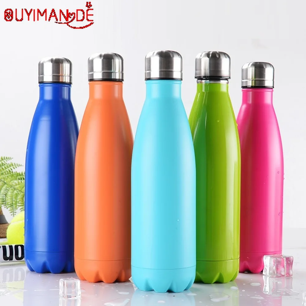 

500ml Water Bottle Insulated Cold Cup Leak-proof Portable Sport Drink Bottle for Water Stainless Steel Thermos Flask Gift