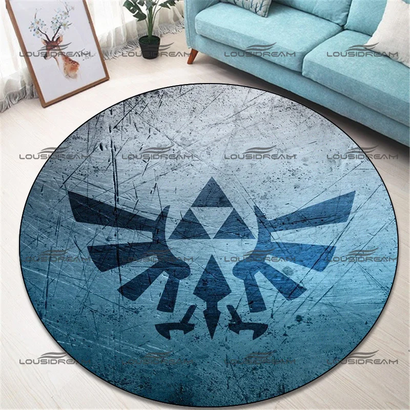 

Round Flannel Hylian Crest Carpet Wingcrest Pattern Decorative Rugs Modern Home Living Room Floor Mats Bedroom Carpet