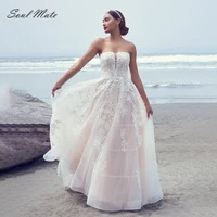 boho modern strapless 2022 wedding dress a line chiffon bride dresses sexy lace spaghetti straps backless bridal robe de mariee