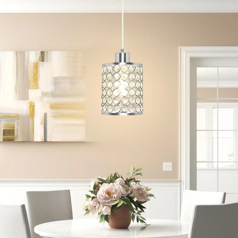 

Depuley Modern Crystal Pendant Light Hanging Adjustable Ceiling Lighting Fixture Chandelier for Kitchen Island Bedroom E26 Base