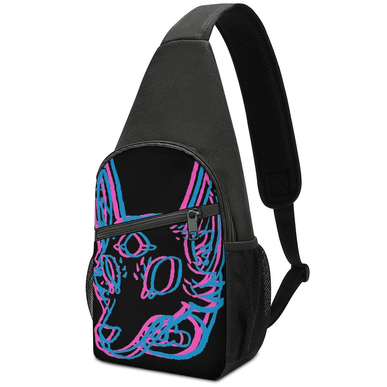 

3D Space Cyberpunk Wolf Shoulder Bags Coyote Y2k Aesthetic Chest Bag Women University Sports Sling Bag Fishing Print Small Bags