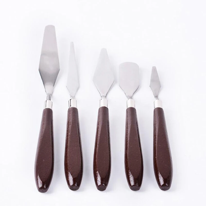 

5pcs/set Spatula Baking Pastry Tools Stainless Steel Hot Smoother Cake Tools Fondant Cream Mixing Scraper Oil Painting Shovel