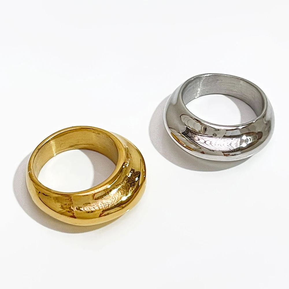 

Peri'sBox Trendy Gold Sliver Color Metal Geometric Rings Minimalist Solid Circle Ring For Women Simple Design Rings Bague Femme