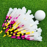 50pcs plastic golf tees rubber head stripe multicolor customizable low drag reduces friction and sidespin 83mm golf tees