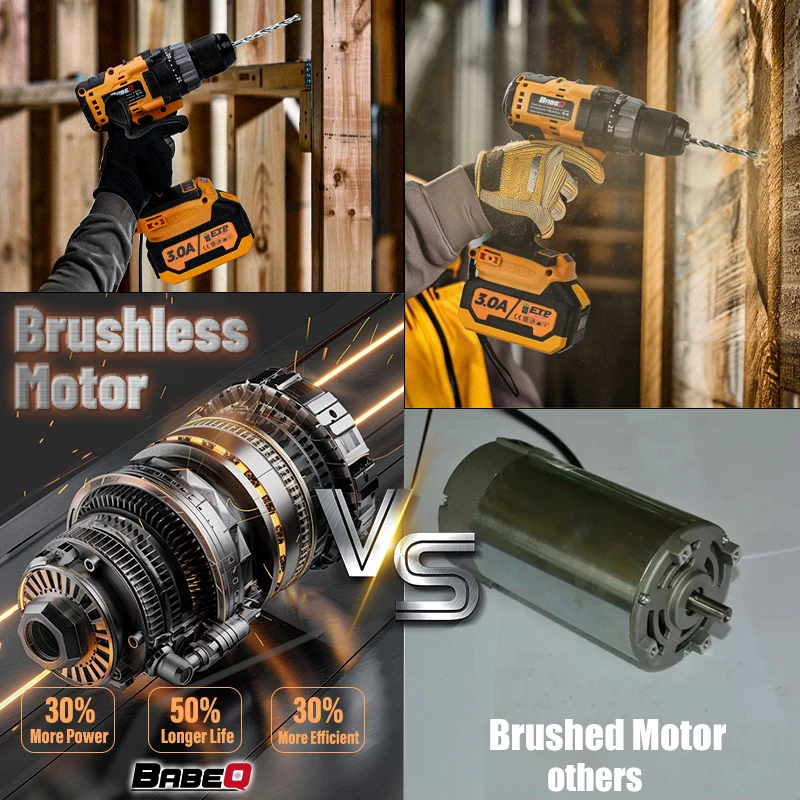 Набор электродрелей 13 мм с бесщеточной ударной дрелью крутящим моментом 25 + 3