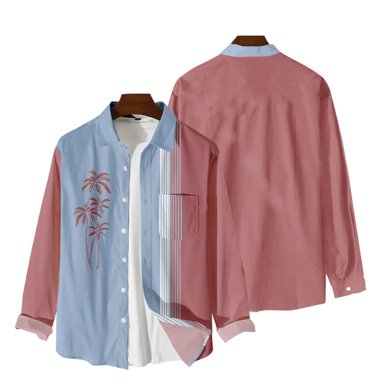 

Мужские Гавайские рубашки с принтом, пляжные рубашки с длинным рукавом и пуговицами, мужская одежда